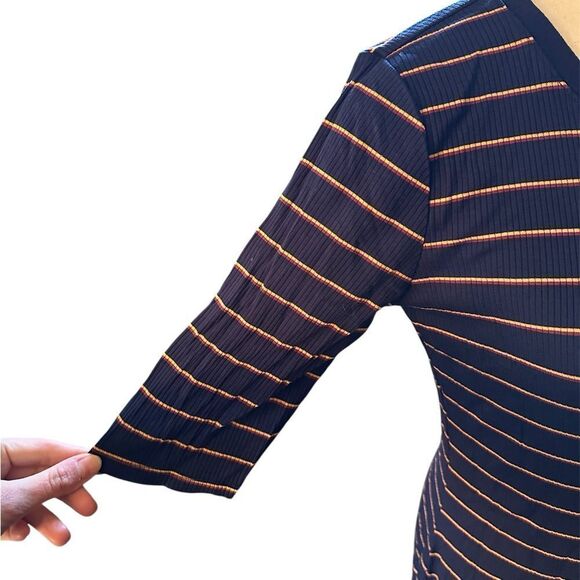 Striped Rib-Knit Fit & Flare Dress- TALL - Picture 13 of 16